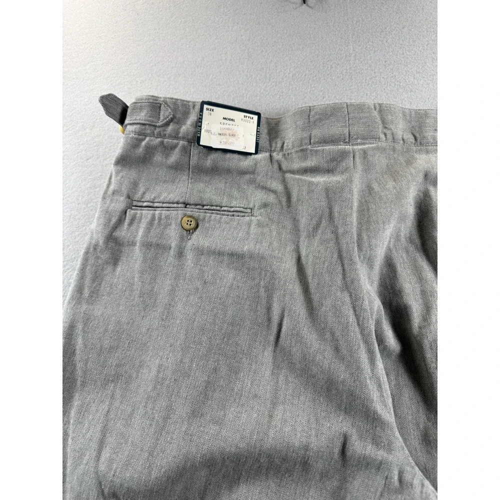River City Trading Trousers Mens 38 Gray Herringbone Pleated Adjustable Unhemmed